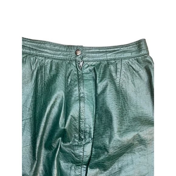Vintage 100% Soft Green Leather Skirt Size Fits Small/Medium - Picture 6 of 10